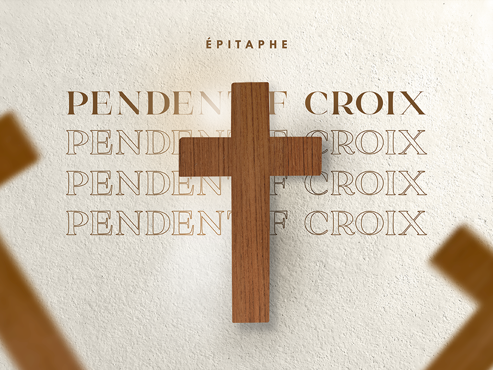 Images-Thèmes-Pendentif Croix Image présentant les Rubans Funéraires d'Epitaphe